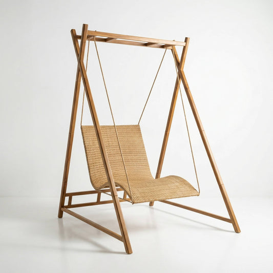 Teakholz Swing-Set, Liege, Korbgeflecht, Saunaliege, Gartenliege