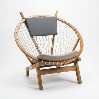 Runder- Lounge-Sessel aus Teakholz mit Polster