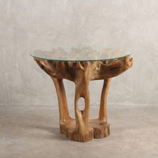 Teak Esstisch NAKALA Home mit Glas | Unikat aus Indonesien