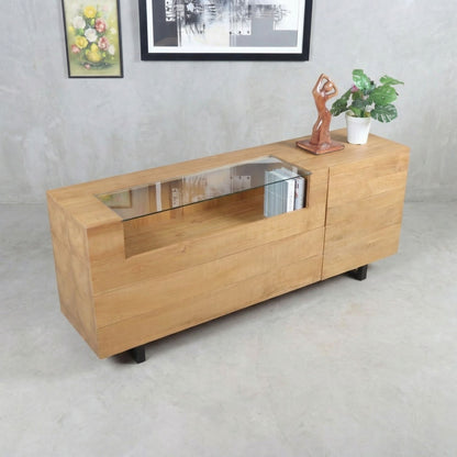 Sideboard Kemut - Teak Holz & Glas Design