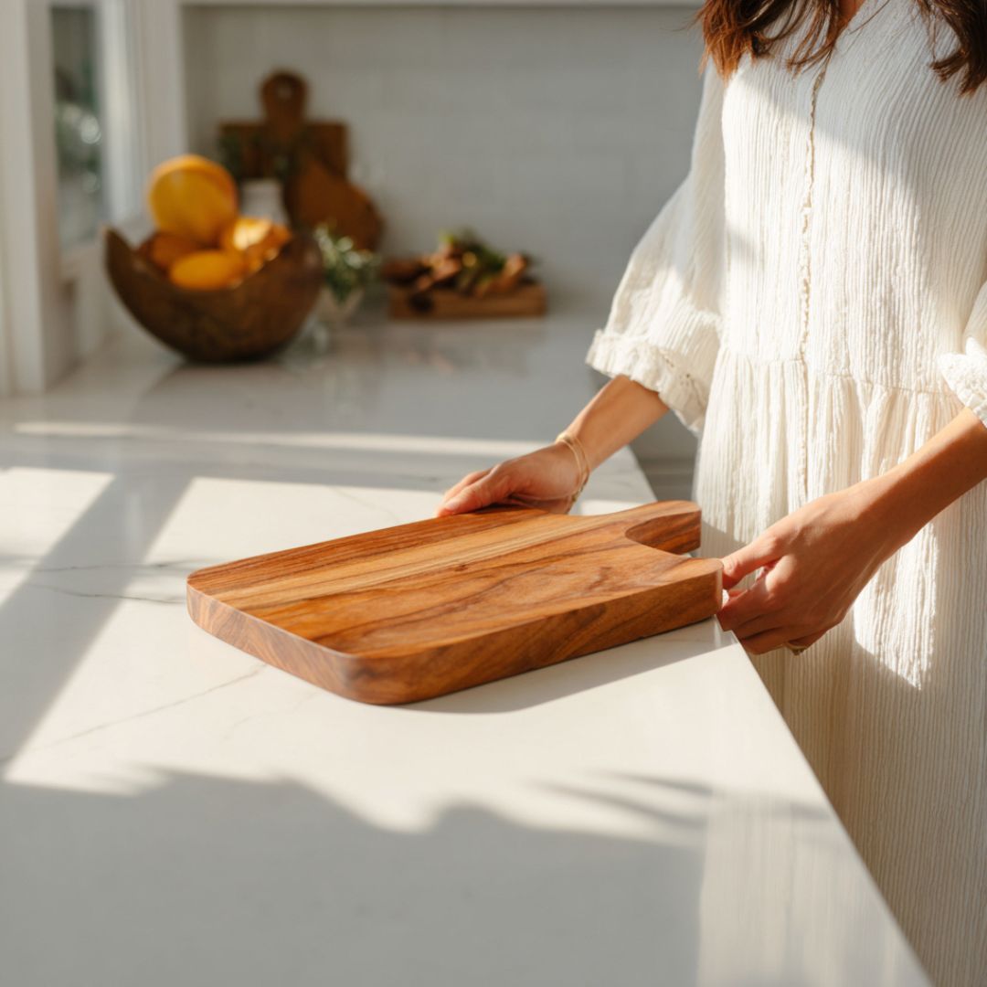 Teak-Paddle-Schneidebrett |Handgefertigtes Teak-Servier- und Schneidebrett