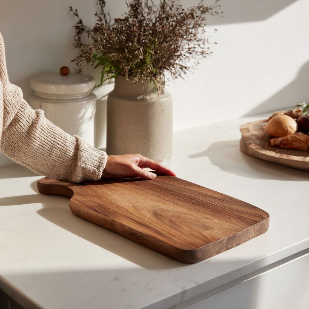 Teak-Paddle-Schneidebrett |Handgefertigtes Teak-Servier- und Schneidebrett